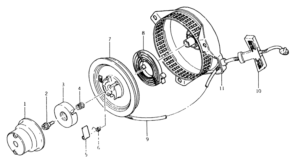 Recoil Starter Diagram and Parts List for 8840-0-S2600  Briggs and Stratton Generator